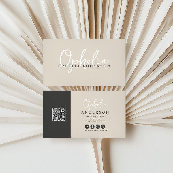 Modern minimal natural script boho QRcode