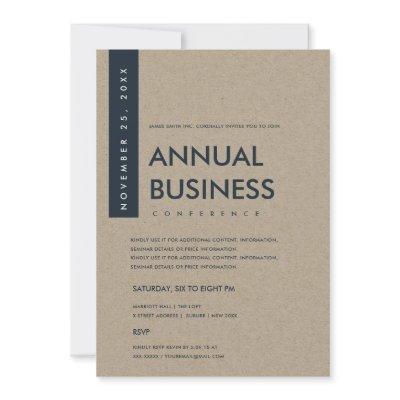 MODERN MINIMAL NAVY WHITE KRAFT CONFERENCE EVENT INVITATION