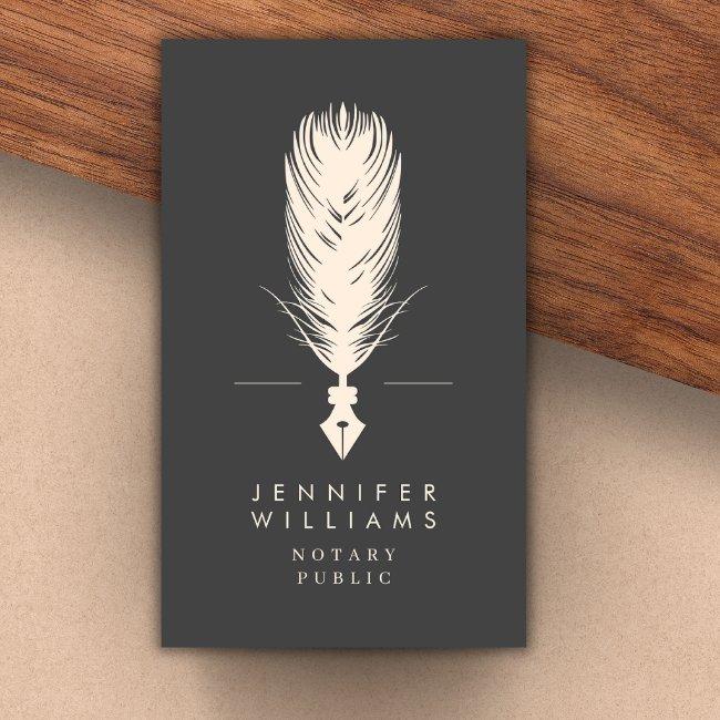 Modern Minimal Notary Public Quill Feather | Gray