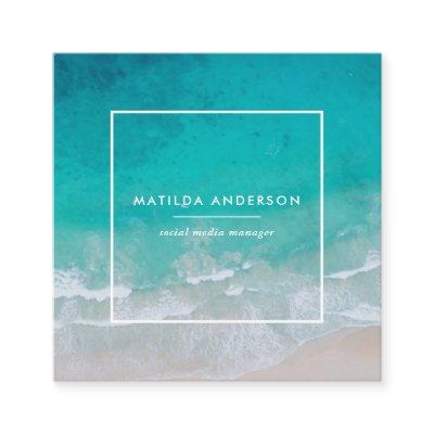 Modern minimal ocean beach typography chic square