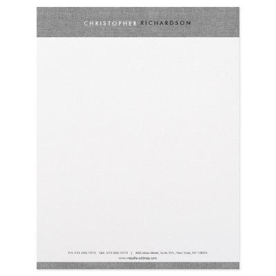 MODERN & MINIMAL on GRAY LINEN Letterhead