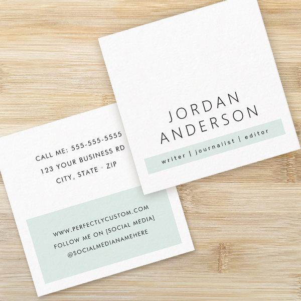 Modern minimal pale dusty sea green color block square