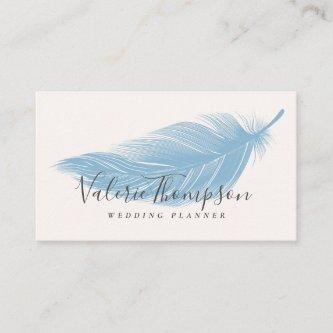 Modern minimal pastel blue elegant boho feather