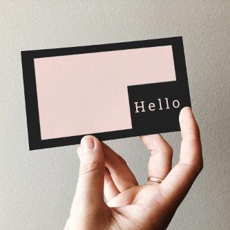 Modern Minimal Pastel Pink & Black Hello Business