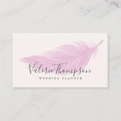 Modern minimal pastel pink elegant boho feather