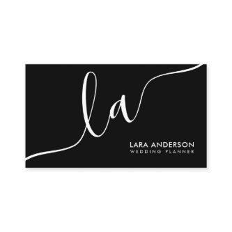 Modern minimal plain black white monogram initials