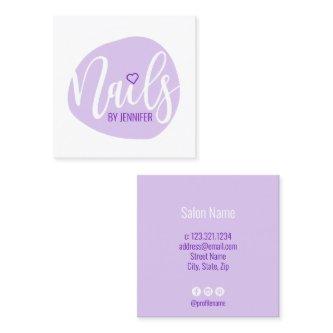 Modern minimal purple heart nails square