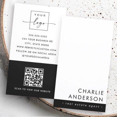 Modern minimal QR code black white vertical