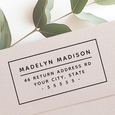 Modern minimal return address self-inking stamp