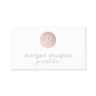 Modern minimal rose gold white monogram