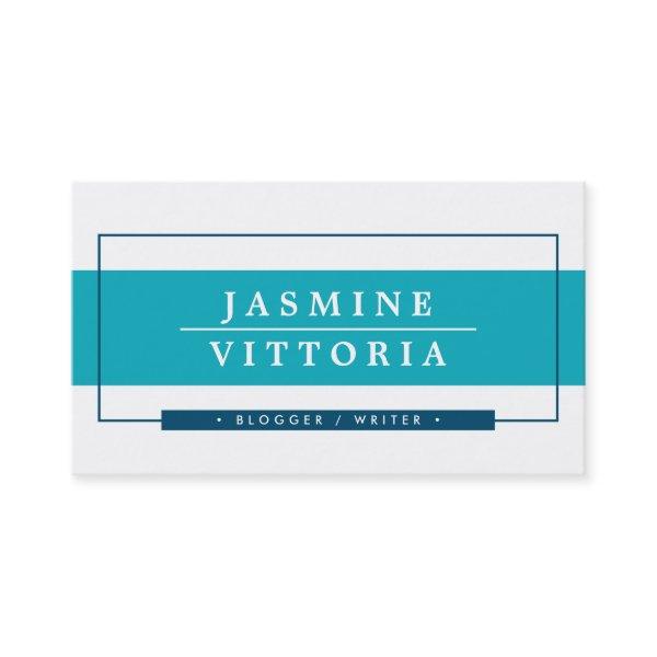 MODERN MINIMAL simple border turquoise blue navy