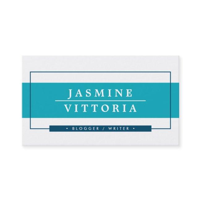 MODERN MINIMAL simple border turquoise blue navy