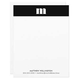 Modern Minimal Solid Black White Custom Monogram
