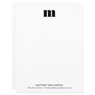 Modern Minimal Solid Black White Custom Monogram