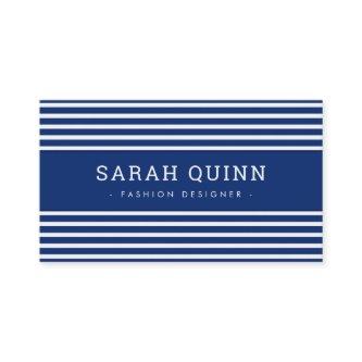 MODERN MINIMAL STRIPE dark navy blue white type