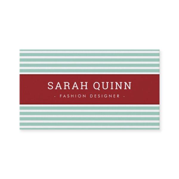 MODERN MINIMAL STRIPE mint maroon red white type