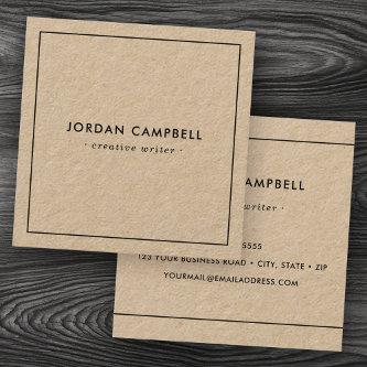 Modern minimal thin black border Kraft paper Square