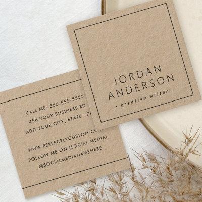 Modern minimal thin borders brown Kraft paper Square