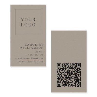 Modern Minimal Vertical Logo QR Code Taupe Brown