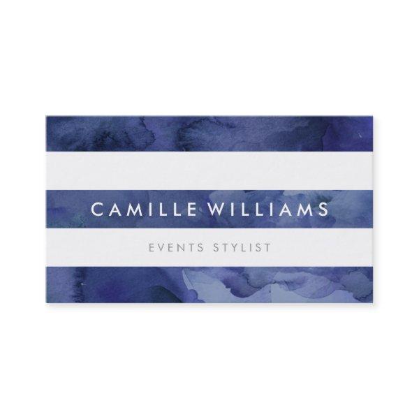 MODERN MINIMAL wide stripe fresh watercolor navy