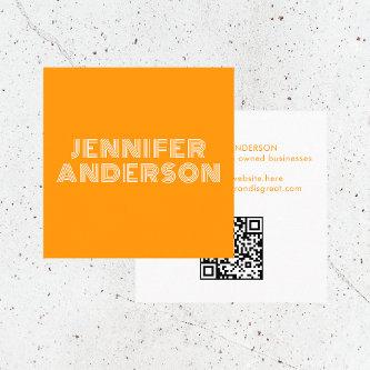 Modern Minimal Yellow Typography Custom QR Code  Square
