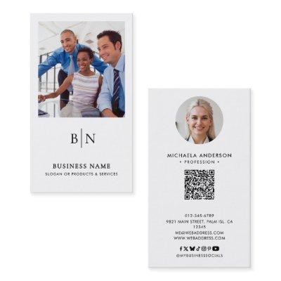 Modern Minimalist 2-Photo QR Code & Social Media