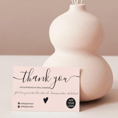 Modern minimalist black and blush order thank you