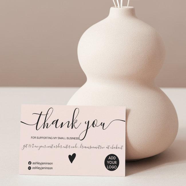 Modern minimalist black and blush order thank you