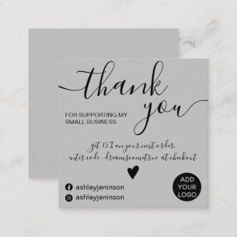 Modern minimalist black and gray order thank you square