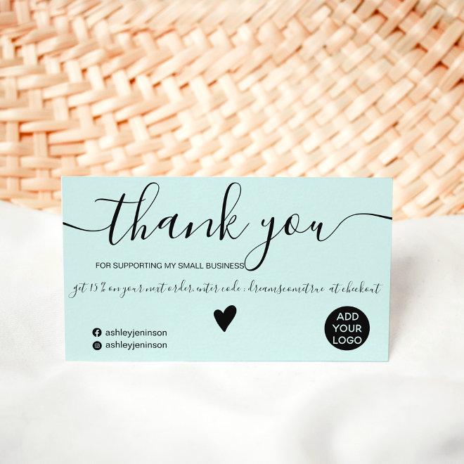Modern minimalist black and teal order thank you