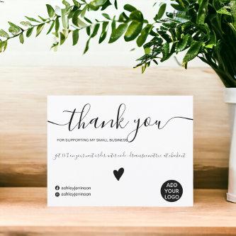 Modern minimalist black and white order thank you postcard