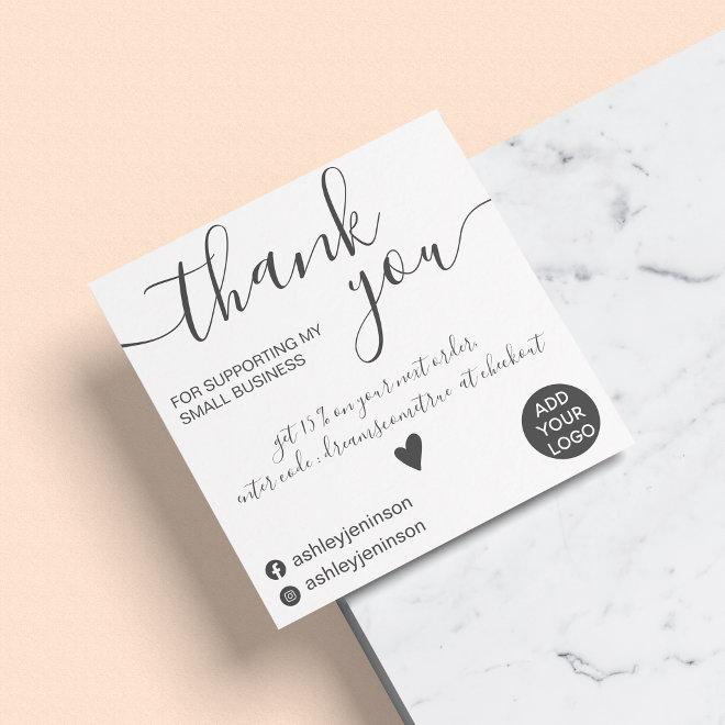 Modern minimalist black and white order thank you square