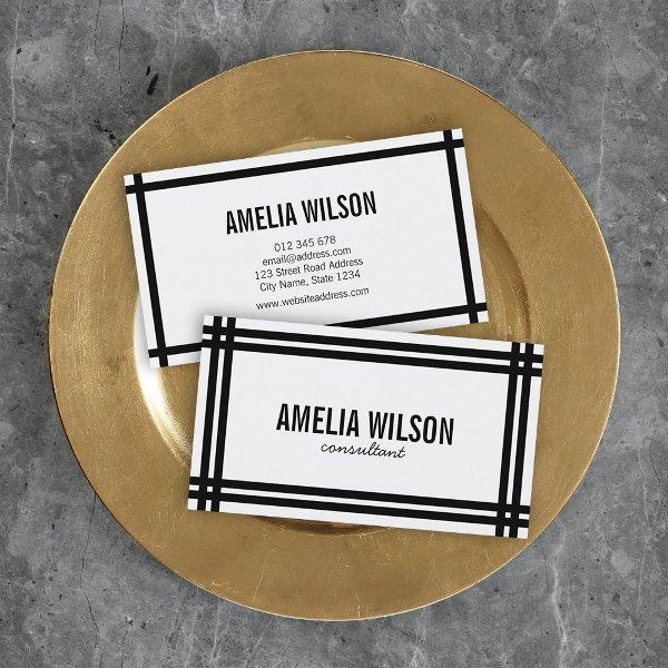 Modern Minimalist Black Bold Borders and White