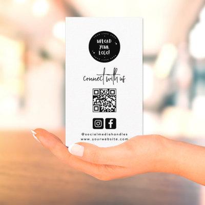 Modern Minimalist Black Connect With Us QR Code