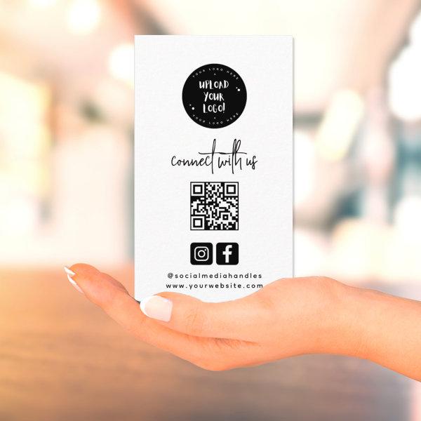 Modern Minimalist Black Connect With Us QR Code