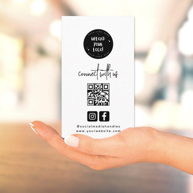 Modern Minimalist Black Connect With Us QR Code