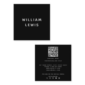 Modern Minimalist Black Social Media QR Code Square