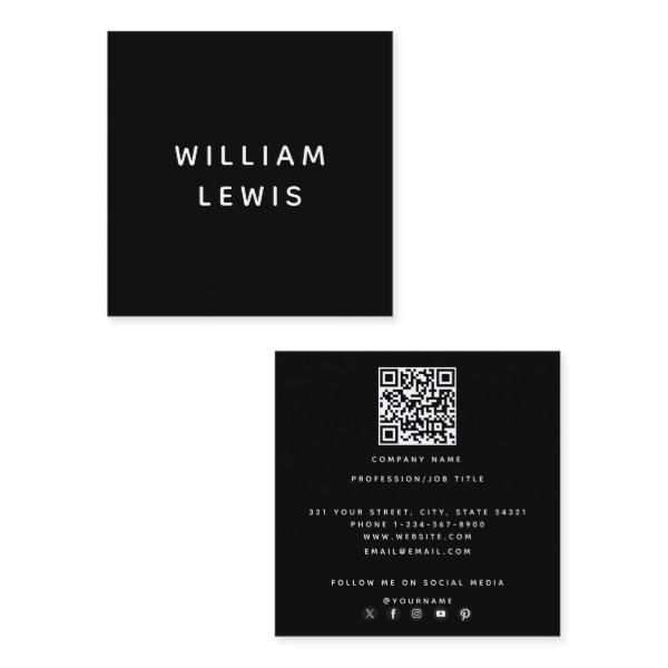 Modern Minimalist Black Social Media QR Code Square