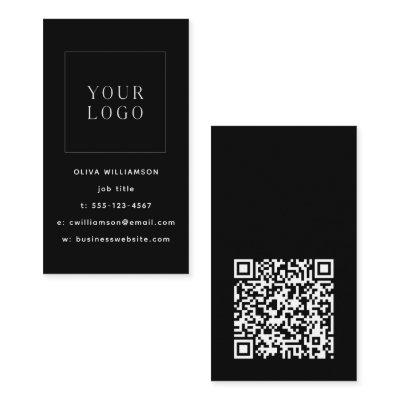 Modern Minimalist Black Vertical Logo QR Code