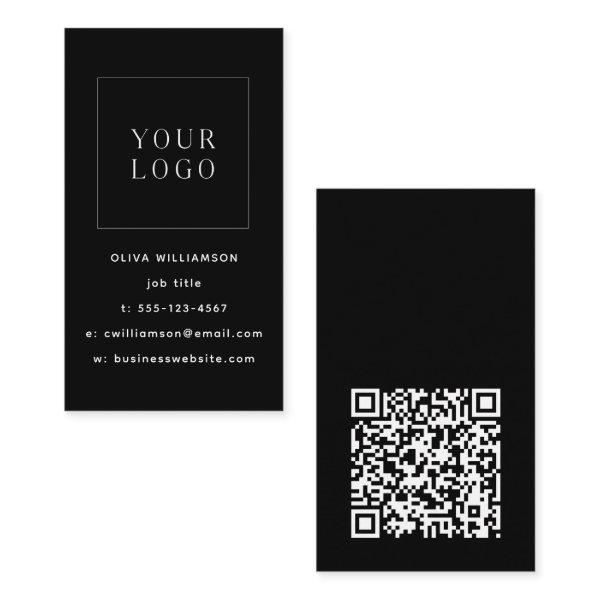 Modern Minimalist Black Vertical Logo QR Code