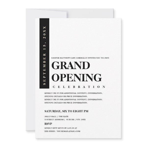 Modern Minimalist Black & White Grand Opening Invitation