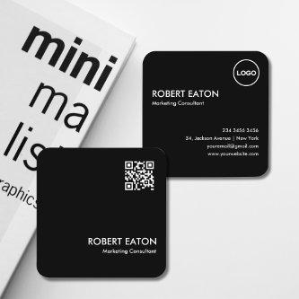 Modern Minimalist Black & White QR Code  Square