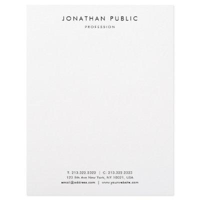Modern Minimalist Black White Simple Professional Letterhead