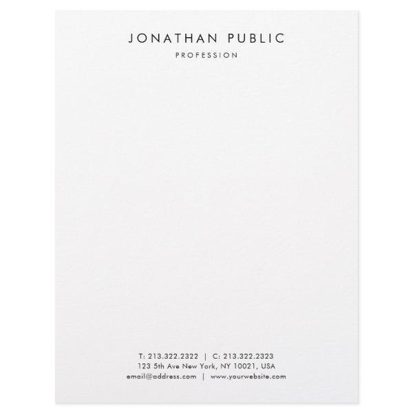 Modern Minimalist Black White Simple Professional Letterhead