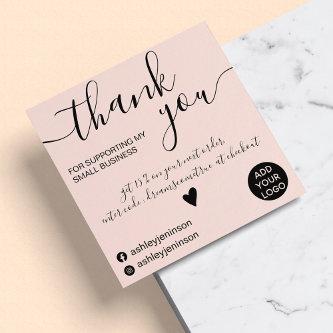 Modern minimalist blush pink order thank you square