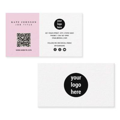 Modern Minimalist Business Logo QR Code Pink