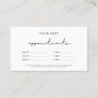 Modern minimalist business multiple dates appointment card