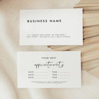 Modern minimalist business multiple dates appointment card