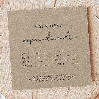 Modern minimalist business multiple dates kraft appointment card