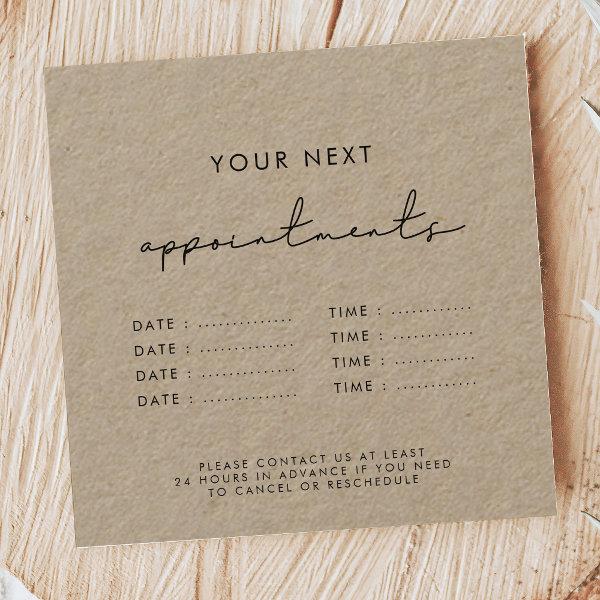 Modern minimalist business multiple dates kraft appointment card